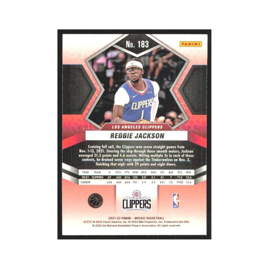 Reggie Jackson 2021 Panini Mosaic #183 Los Angeles Clippers Basketball Card NM