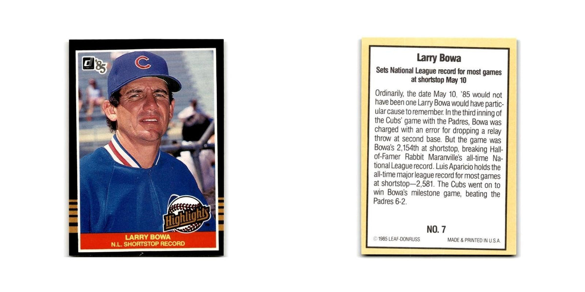 Larry Bowa 1985 Donruss Highlights #7 Chicago Cubs Baseball Card NM