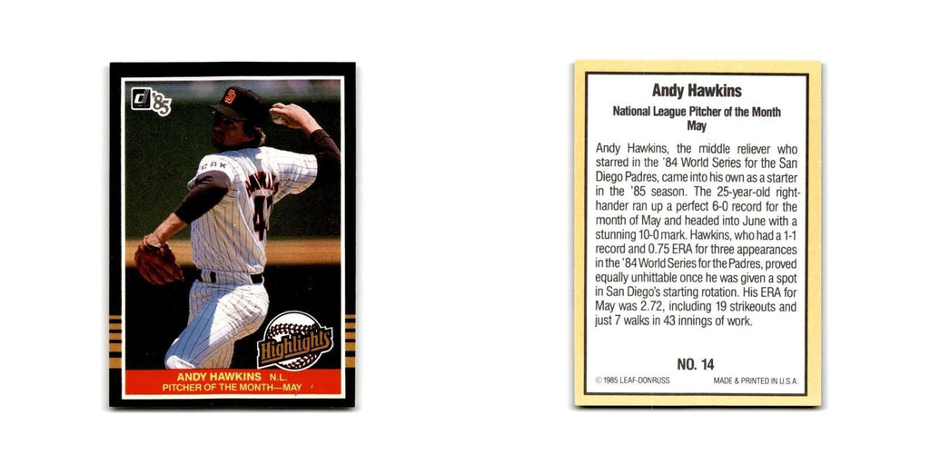 Andy Hawkins 1985 Donruss Highlights #14 San Diego Padres Baseball Card NM