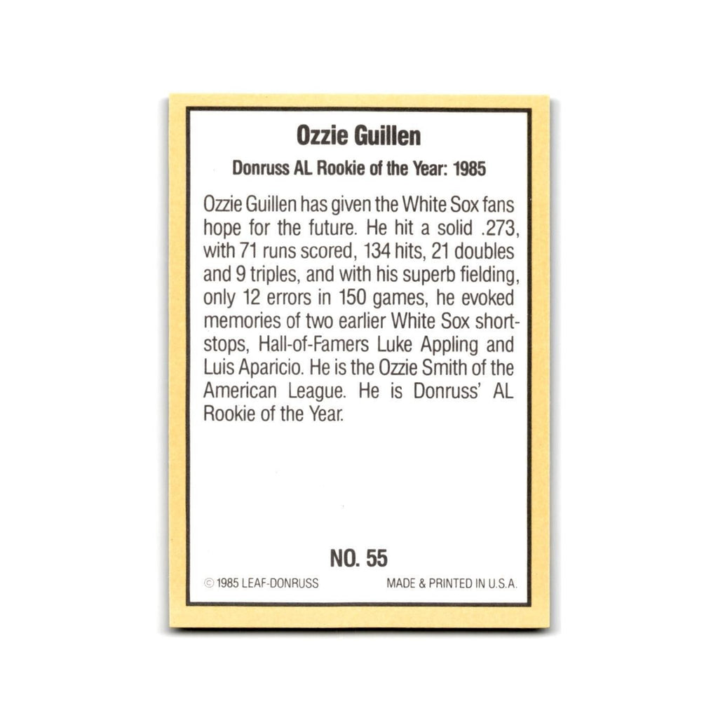 Ozzie Guillen 1985 Donruss Highlights #55 Chicago White Sox Baseball Card NM