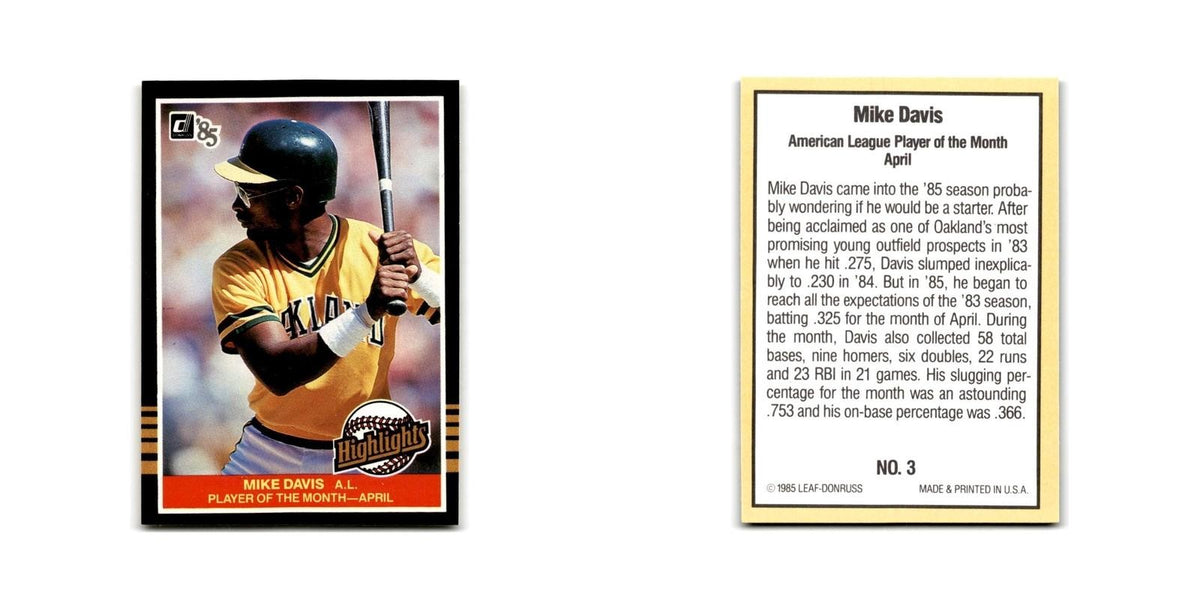 Mike Davis 1985 Donruss Highlights #3 Oakland Athletics Baseball Card NM