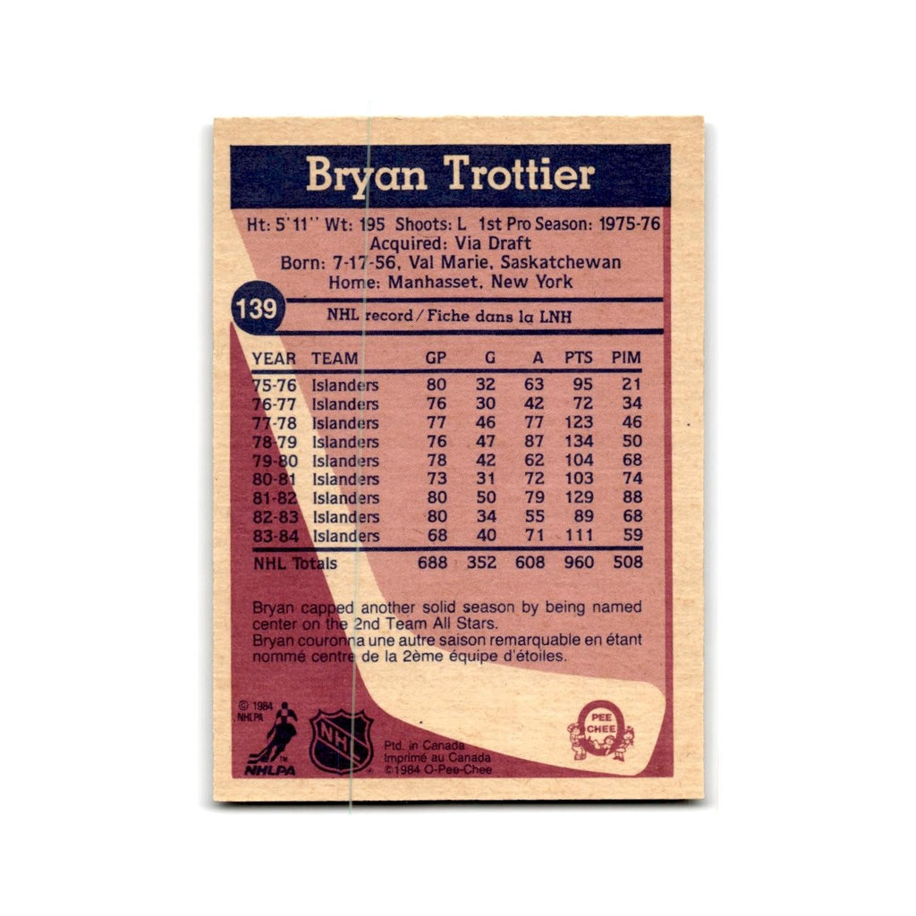 1984 O-Pee-Chee Bryan Trottier New York Islanders #139