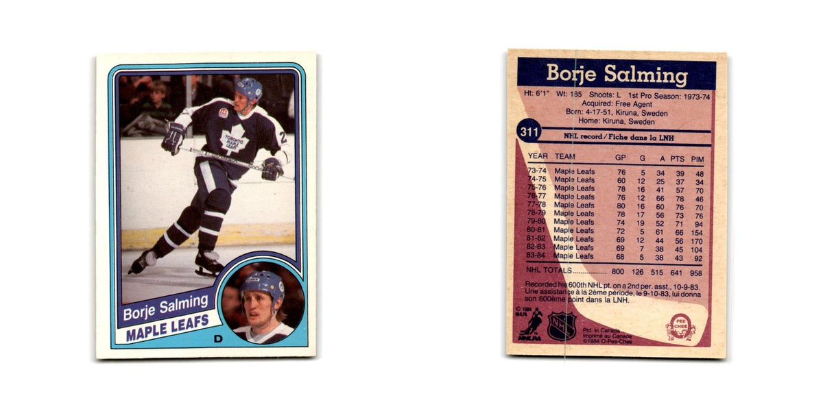 1984 O-Pee-Chee Borje Salming Toronto Maple Leafs #311