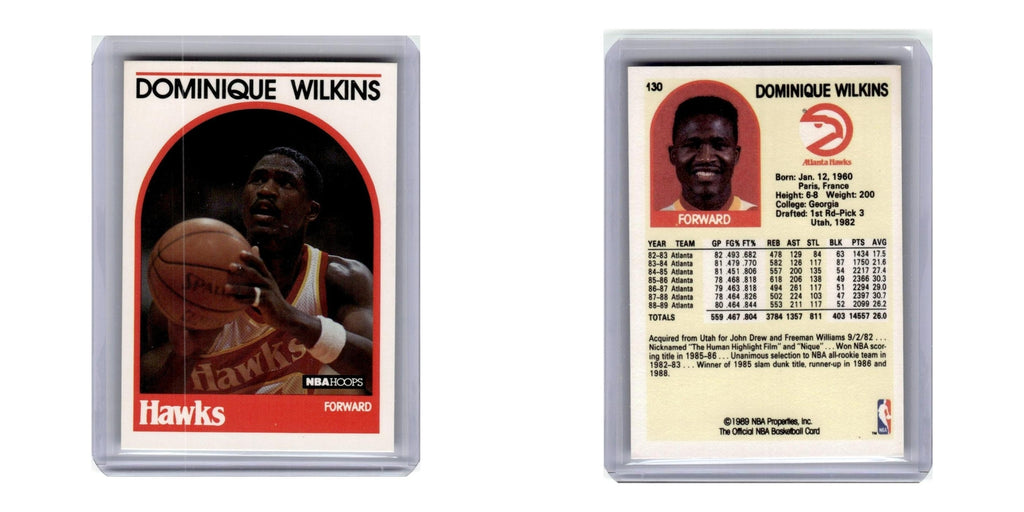 1989 Hoops Basketball Card Dominique Wilkins Hawks #130