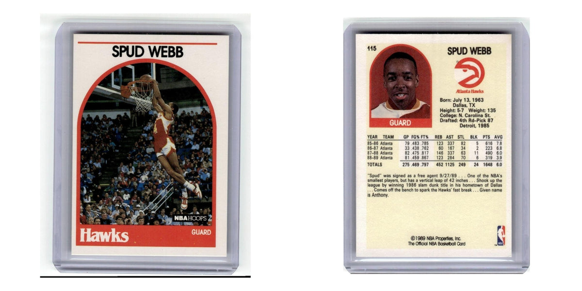 1990 Hoops Basketball Card Spud Webb Hawks #115