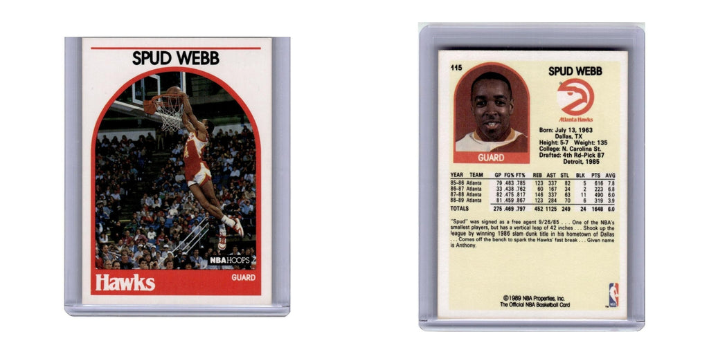 1990 Hoops Basketball Card Spud Webb Hawks #115