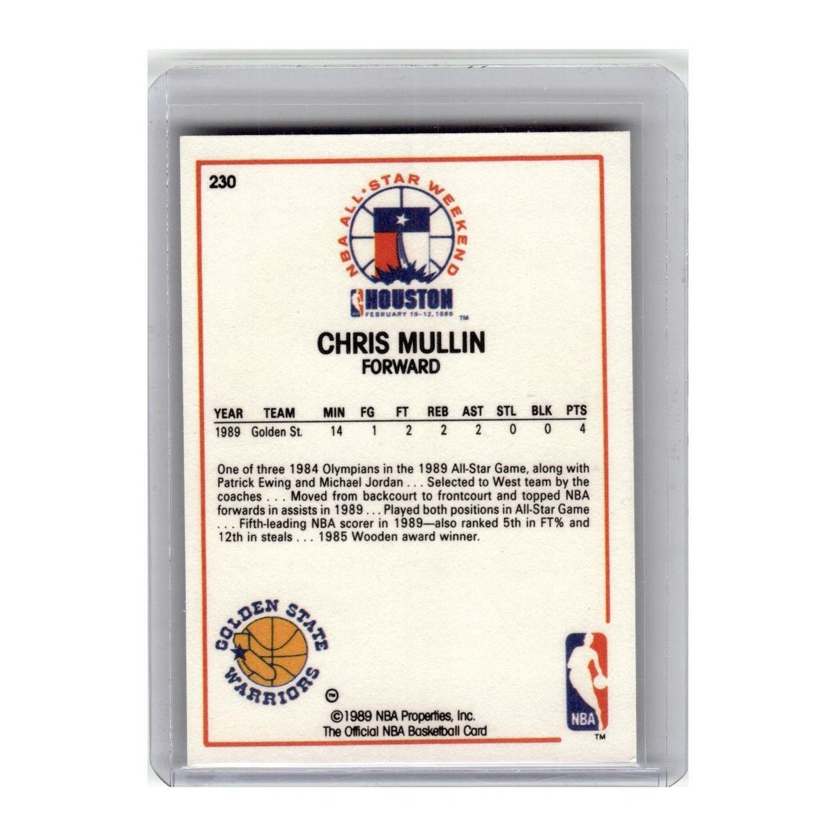 1989 Hoops Basketball Card Chris Mullin Golden State Warriors #230