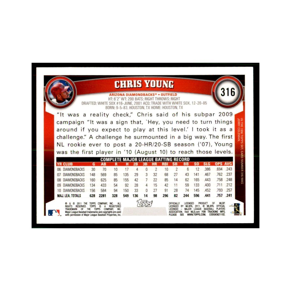 2011 Topps Chris Young Baseball Cards #316