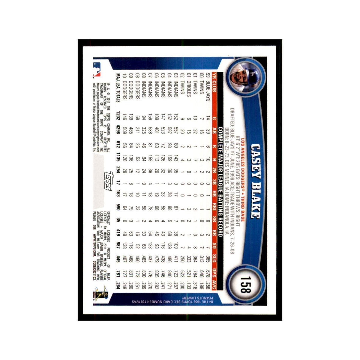 2011 Topps Casey Blake Baseball Cards #158