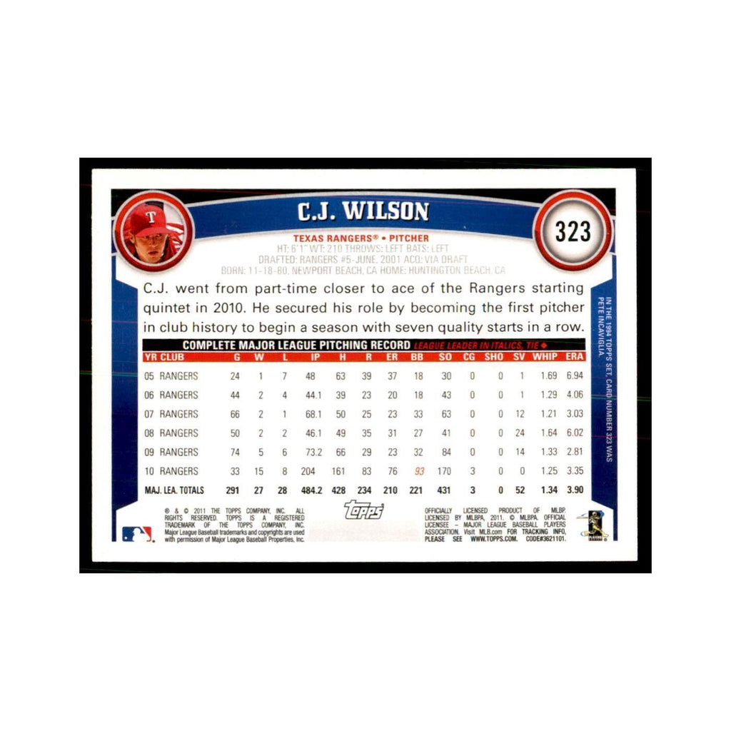 2011 Topps C.J. Wilson Baseball Cards #323