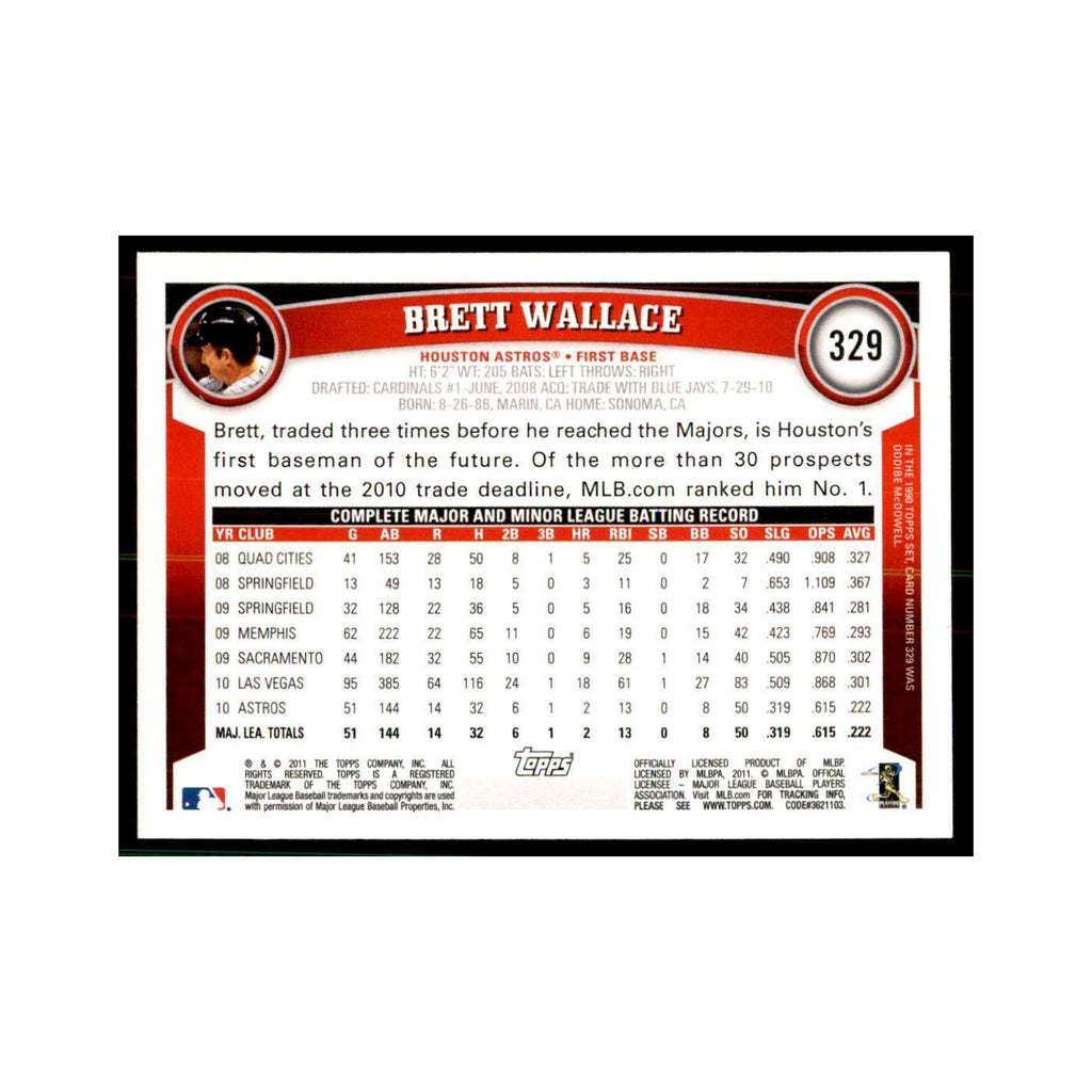 2011 Topps Brett Wallace Baseball Cards #329