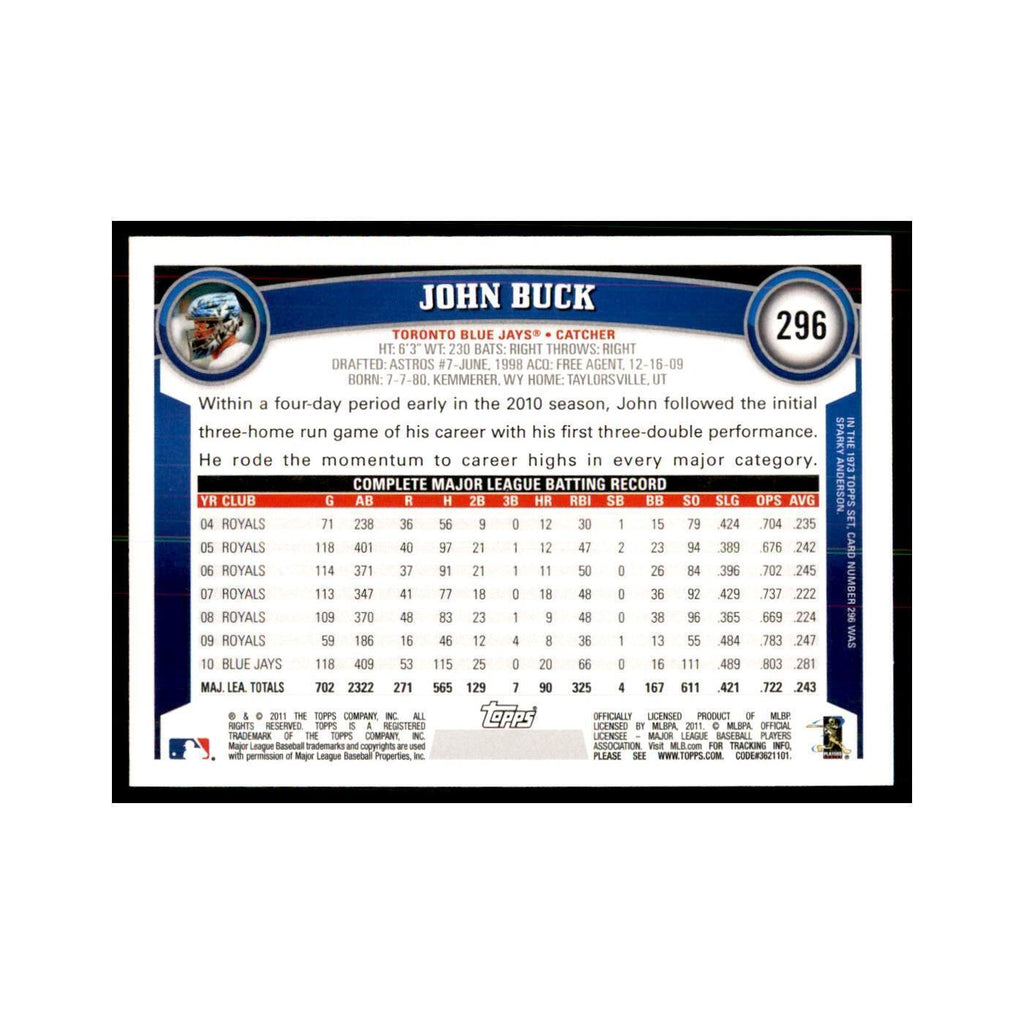 2011 Topps John Buck Baseball Cards #296
