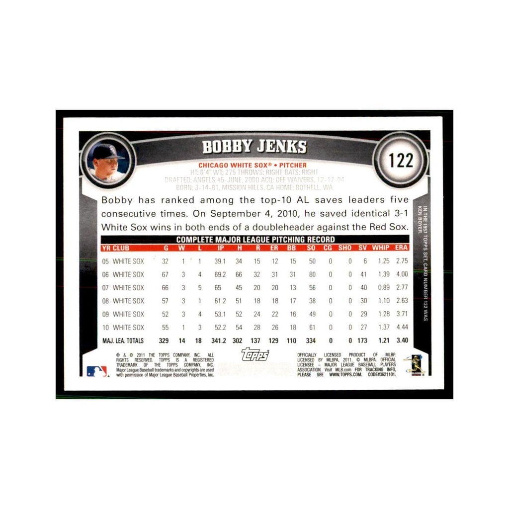 2011 Topps Bobby Jenks Baseball Cards #122