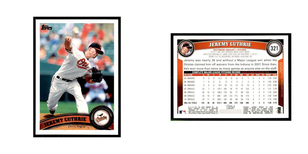 2011 Topps Jeremy Guthrie Baseball Cards #321