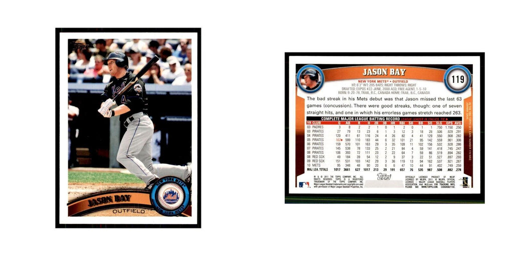 2011 Topps Jason Bay Baseball Cards #119