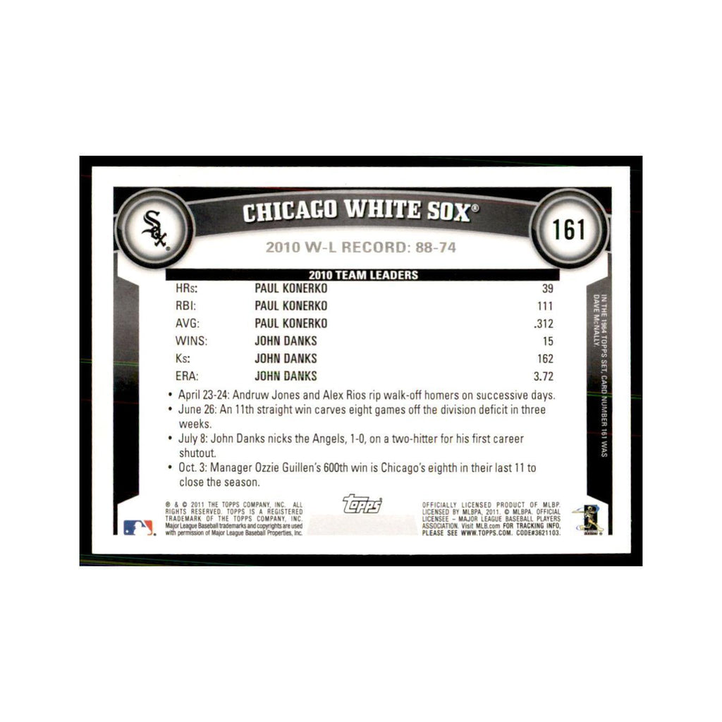 2011 Topps Chicago White Sox Baseball Cards #161