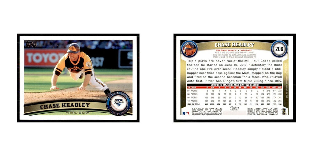 2011 Topps Chase Headley Baseball Cards #206