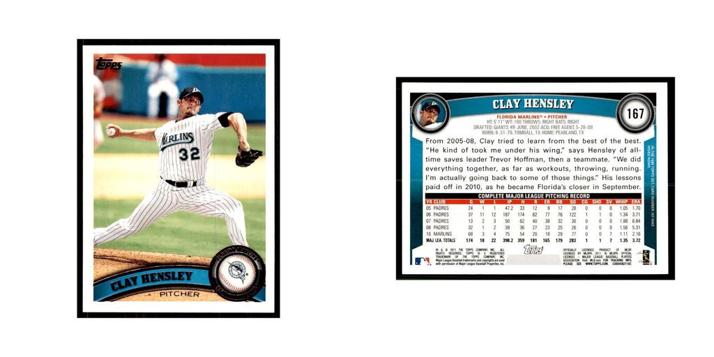 2011 Topps Clay Hensley Baseball Cards #167