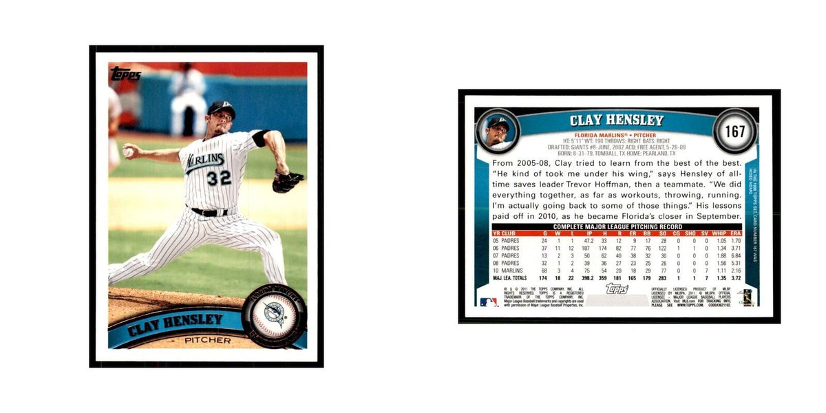 2011 Topps Clay Hensley Baseball Cards #167