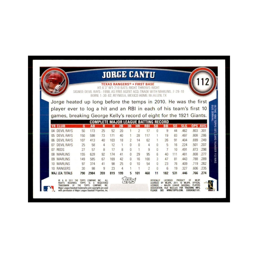 2011 Topps Jorge Cantu Baseball Cards #112