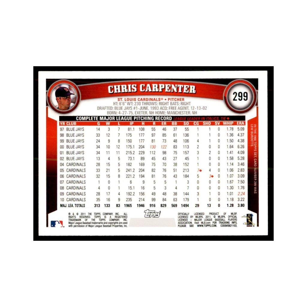 2011 Topps Chris Carpenter Baseball Cards #299