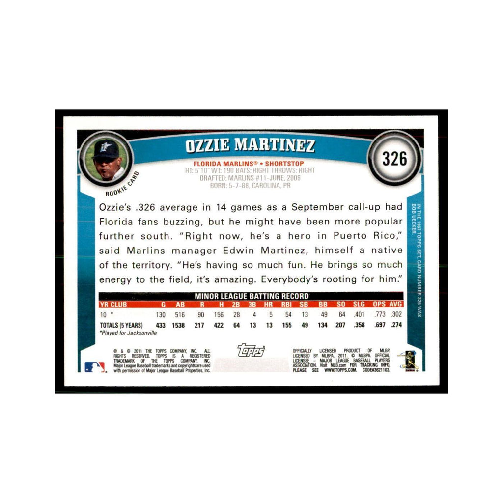 2011 Topps Ozzie Martinez RC Baseball Cards #326