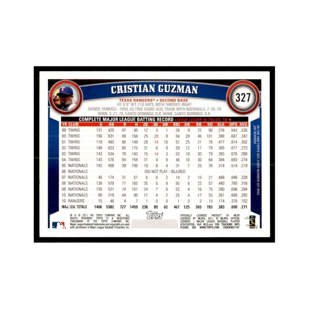 2011 Topps Cristian Guzman Baseball Cards #327