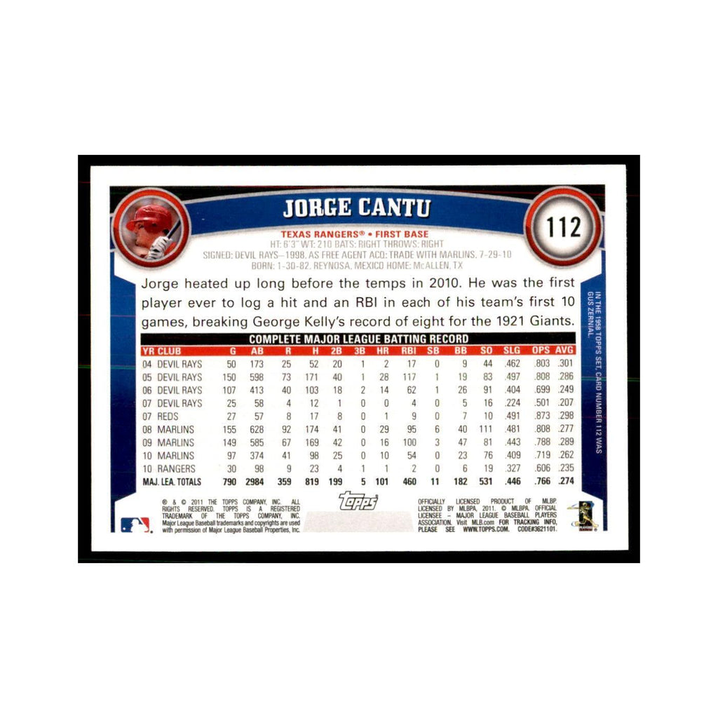 2011 Topps Jorge Cantu Baseball Cards #112