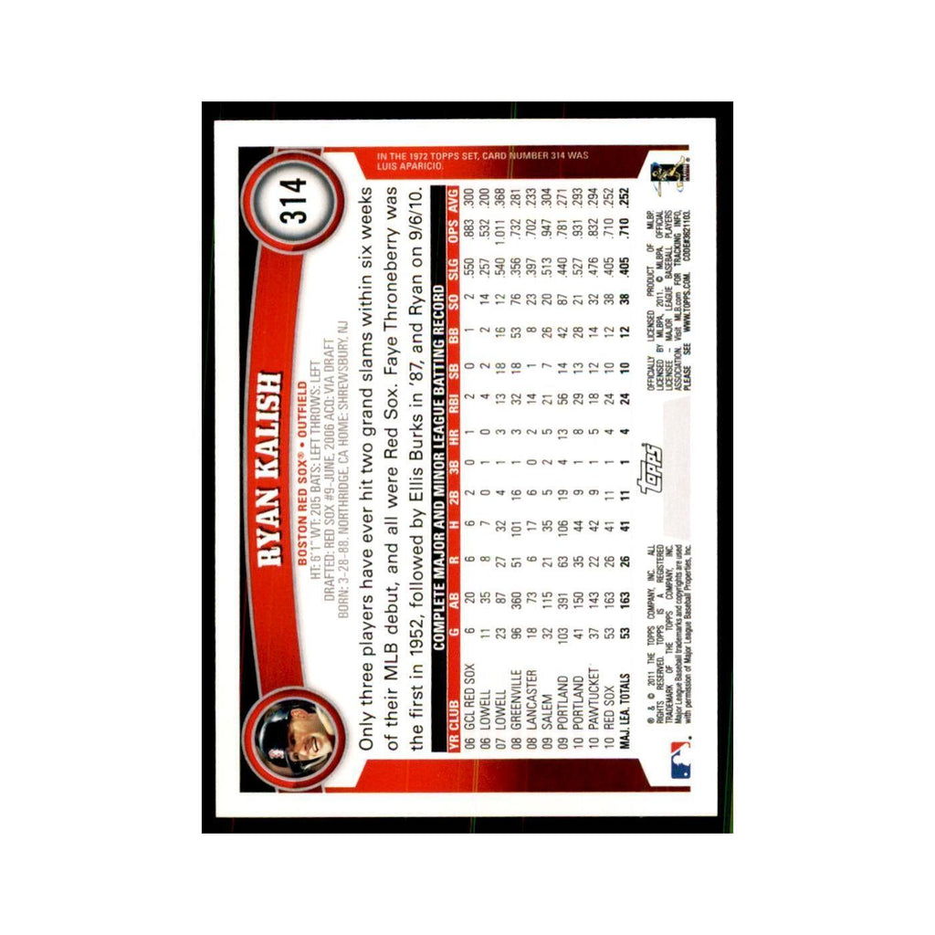 2011 Topps Ryan Kalish Baseball Cards #314