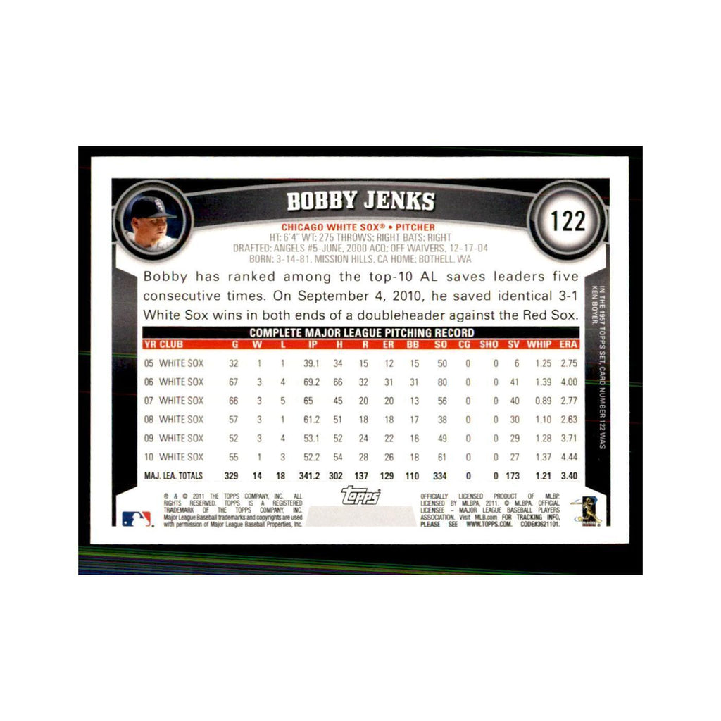 2011 Topps Bobby Jenks Baseball Cards #122