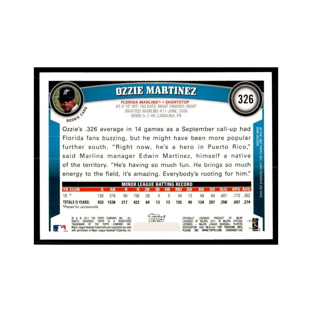 2011 Topps Ozzie Martinez RC Baseball Cards #326