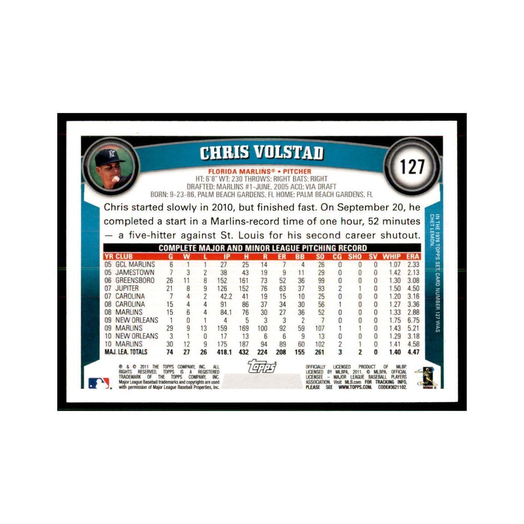 2011 Topps Chris Volstad Baseball Cards #127