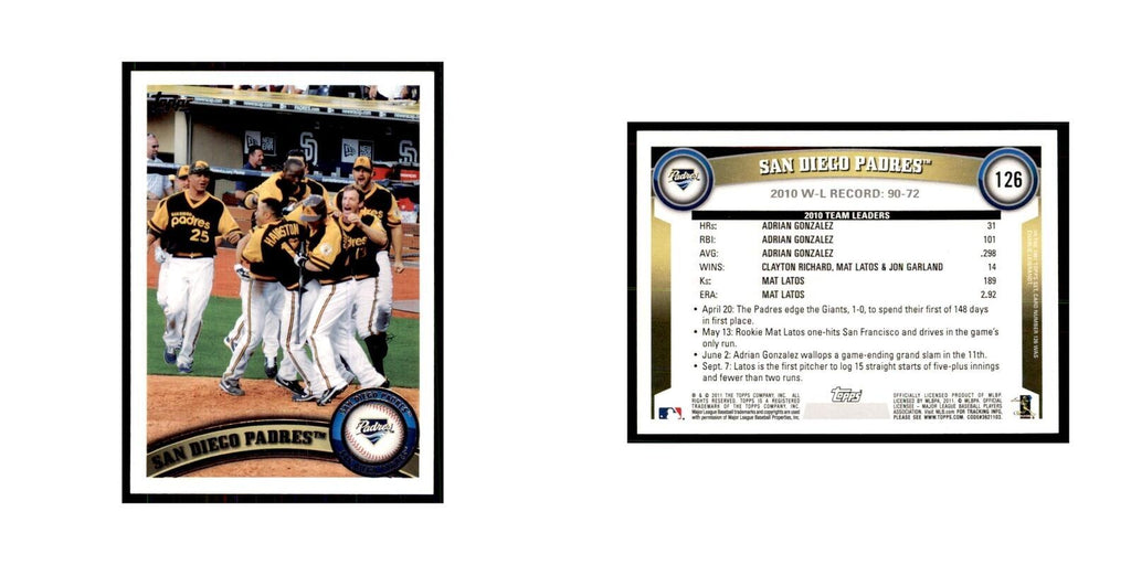 2011 Topps San Diego Padres Baseball Cards #126