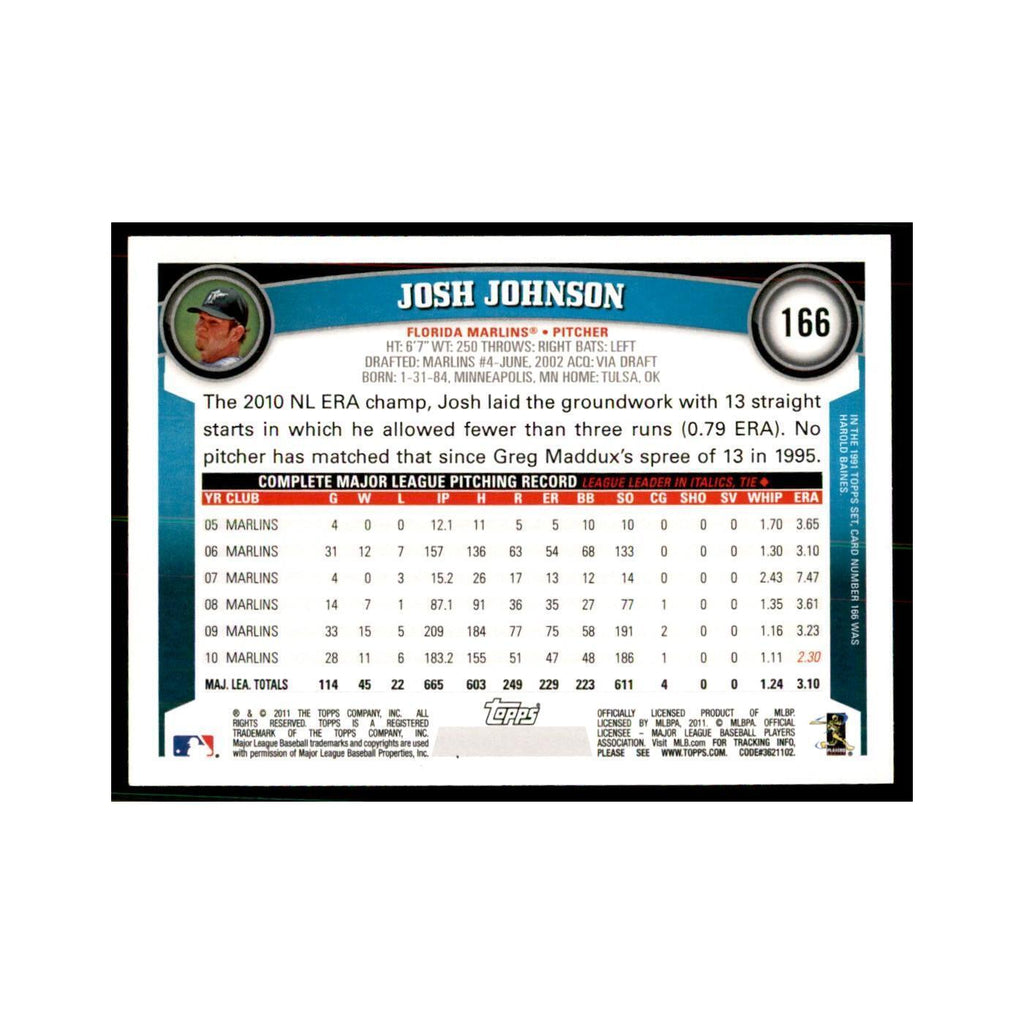 2011 Topps Josh Johnson Baseball Cards #166