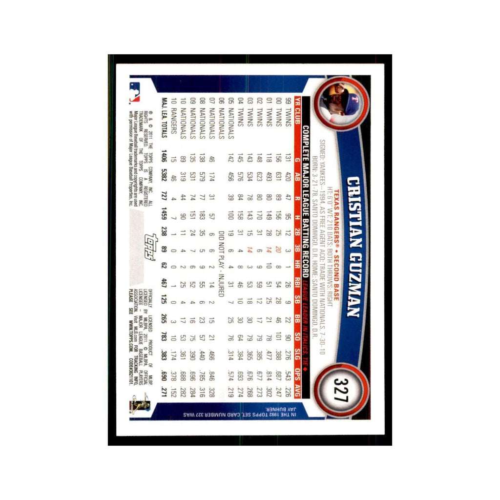 2011 Topps Cristian Guzman Baseball Cards #327