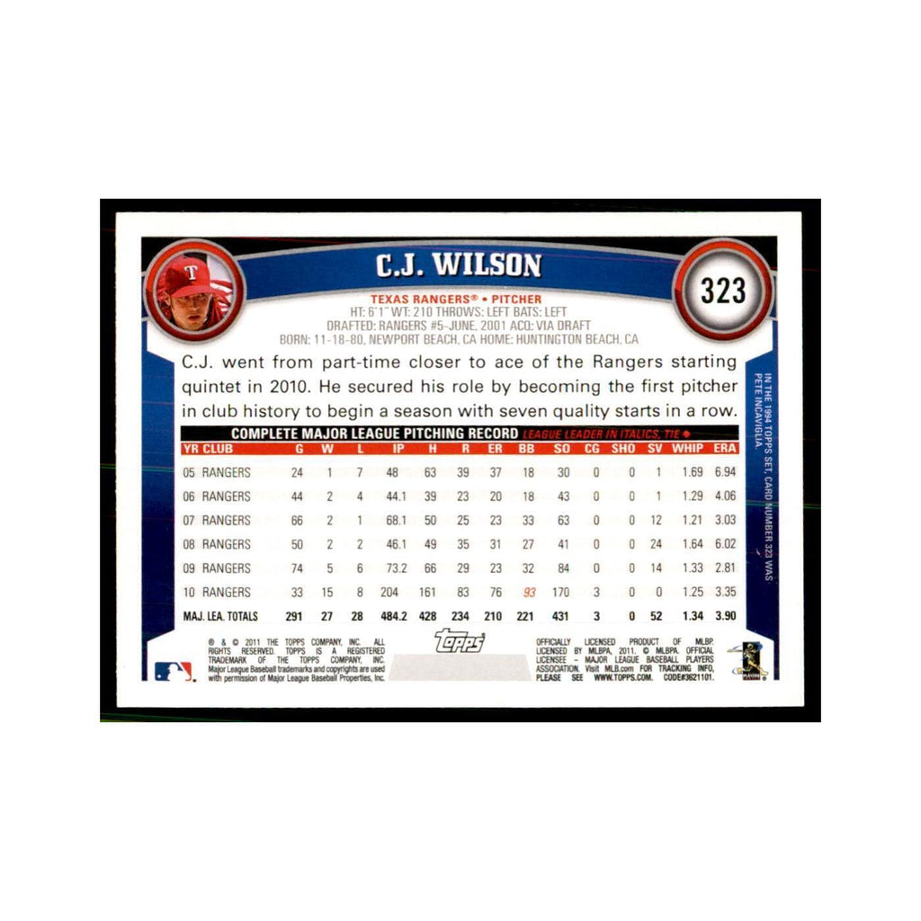 2011 Topps C.J. Wilson Baseball Cards #323