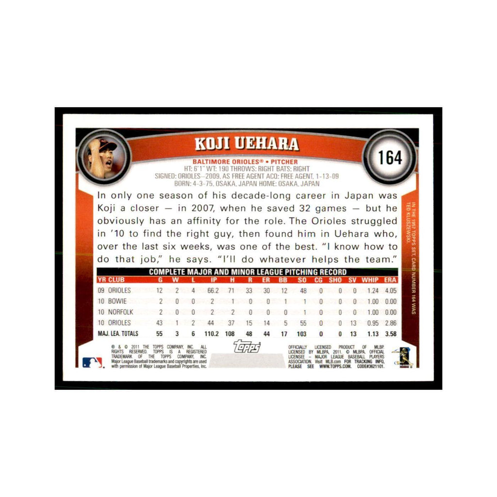 2011 Topps Koji Uehara Baseball Cards #164