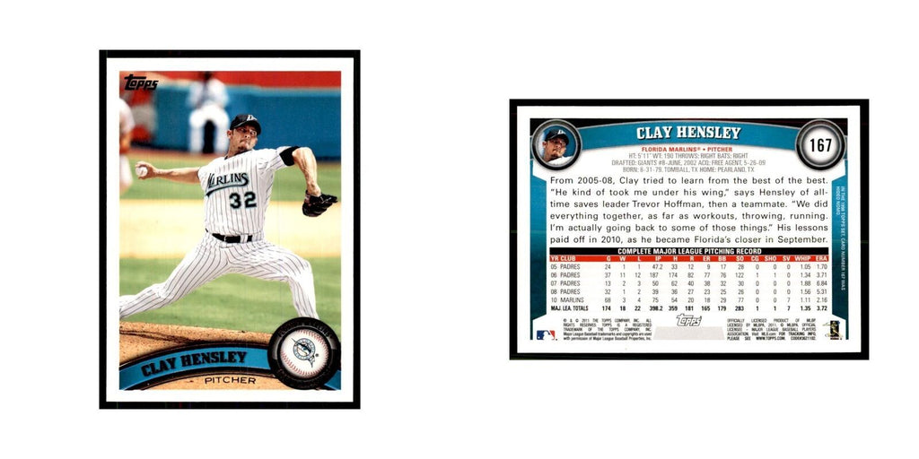 2011 Topps Clay Hensley Baseball Cards #167