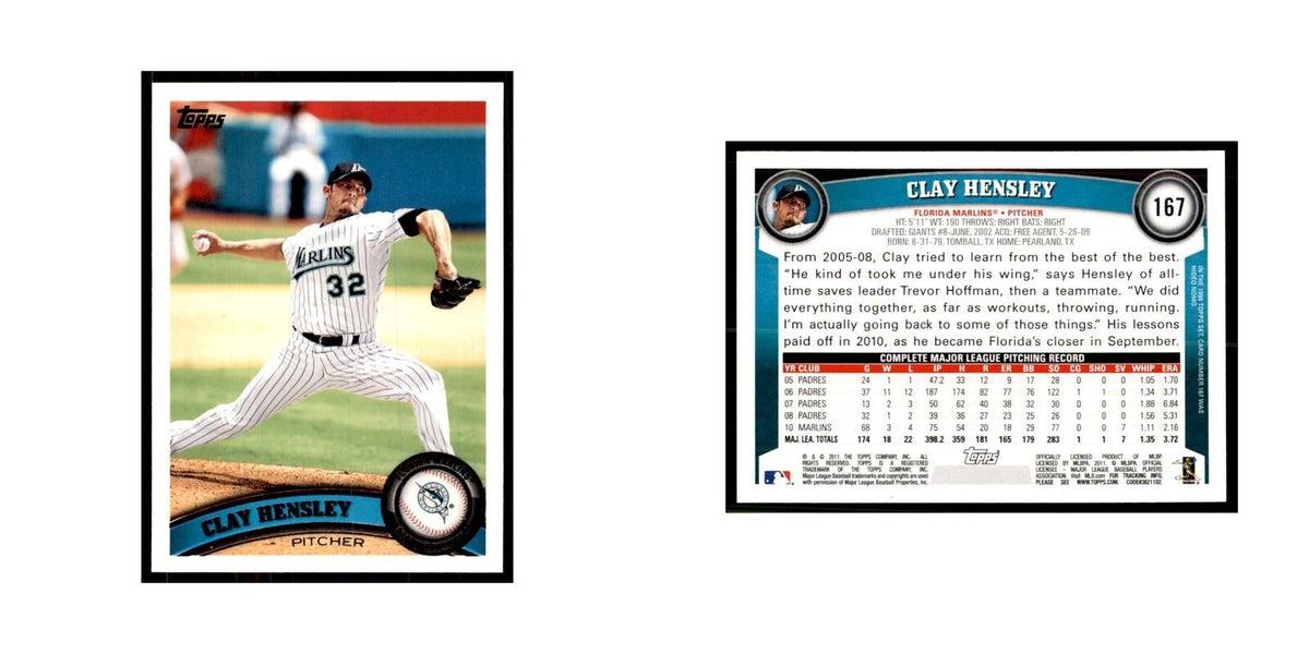 2011 Topps Clay Hensley Baseball Cards #167