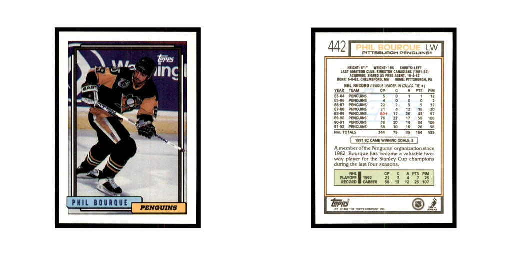 Phil Bourque 1992 Topps #442 Hockey Cards Hockey Card NM