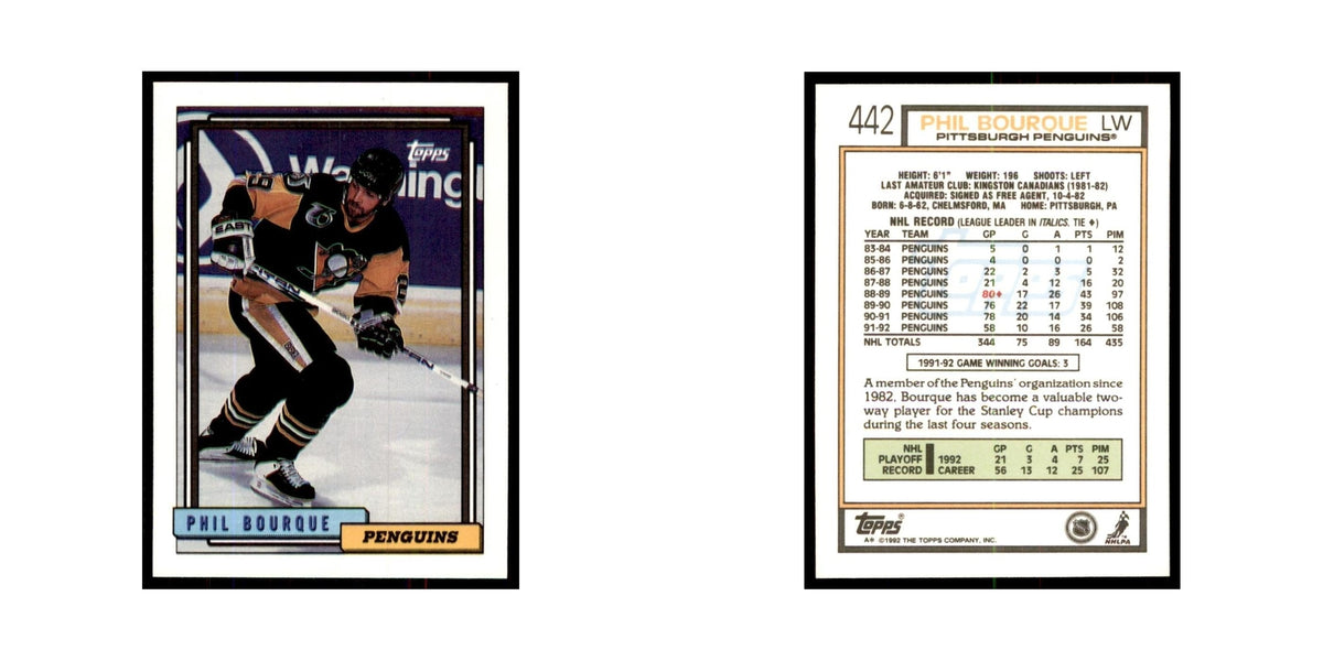 Phil Bourque 1992 Topps #442 Hockey Cards Hockey Card NM
