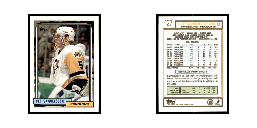 Ulf Samuelsson 1992 Topps #127 Hockey Cards Hockey Card NM