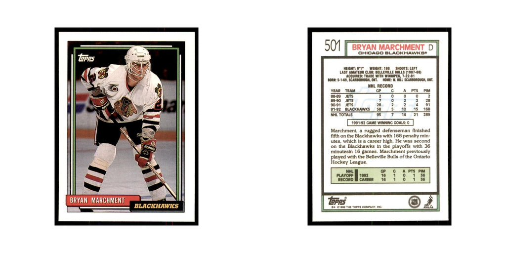 Bryan Marchment 1992 Topps #501 Hockey Cards Hockey Card NM