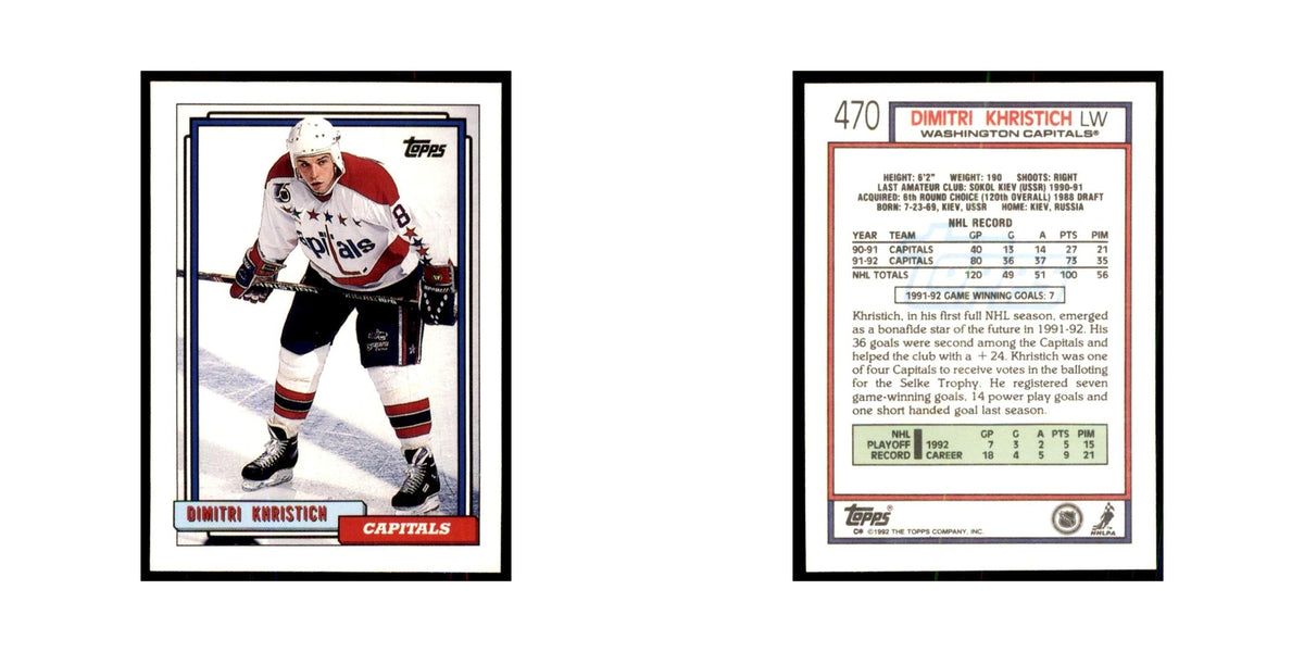 Dmitri Khristich 1992 Topps #470 Hockey Cards Hockey Card NM