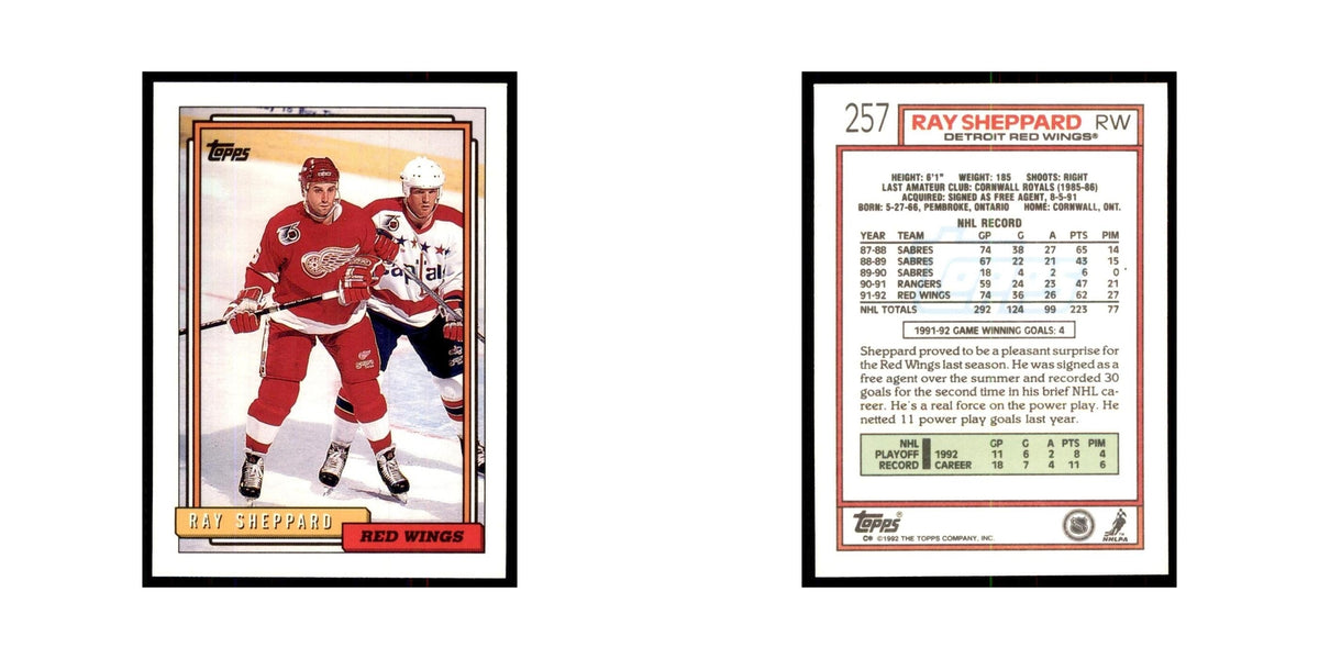 Ray Sheppard 1992 Topps #257 Hockey Cards Hockey Card NM