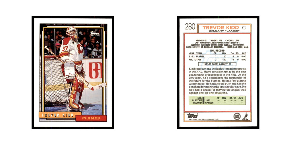 Trevor Kidd 1992 Topps #280 Hockey Cards Hockey Card NM