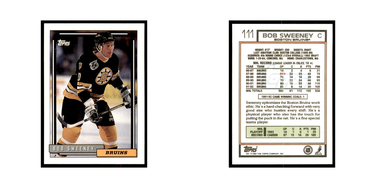 Bob Sweeney 1992 Topps #111 Hockey Cards Hockey Card NM