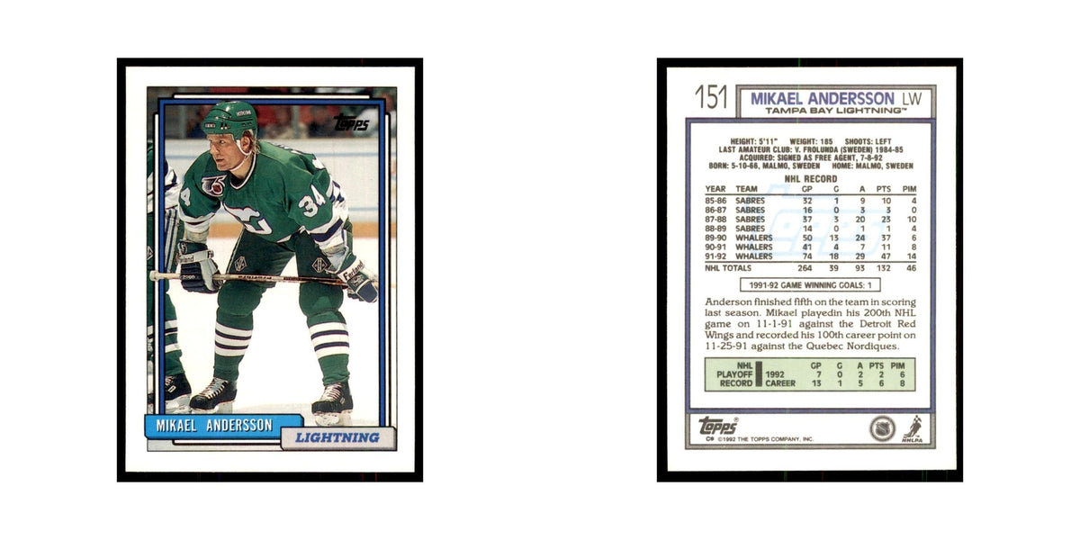 Mikael Andersson 1992 Topps #151 Hockey Cards Hockey Card NM