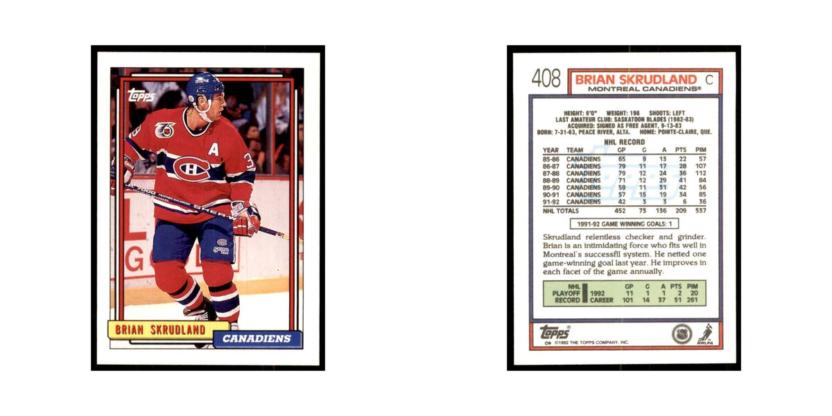 Brian Skrudland 1992 Topps #408 Hockey Cards Hockey Card NM