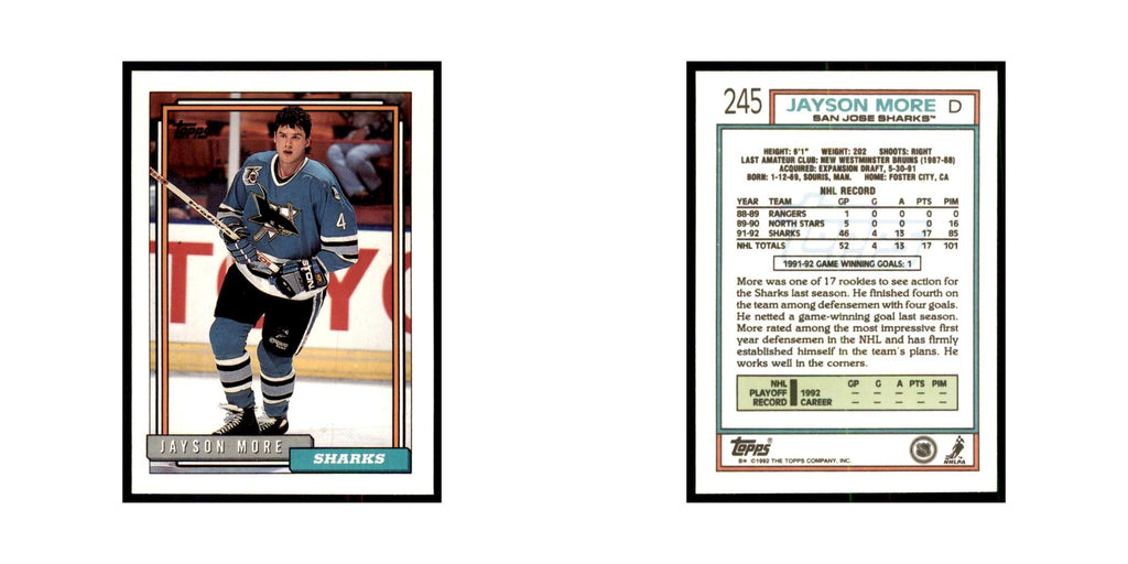 Jayson More 1992 Topps #245 Hockey Cards Hockey Card NM